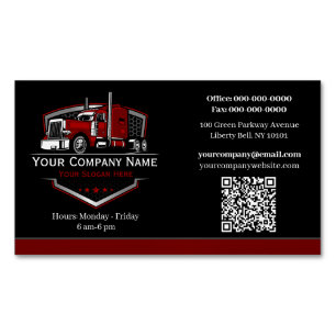 Professional Trucking Hauling Company QR Code Business Card Magnet