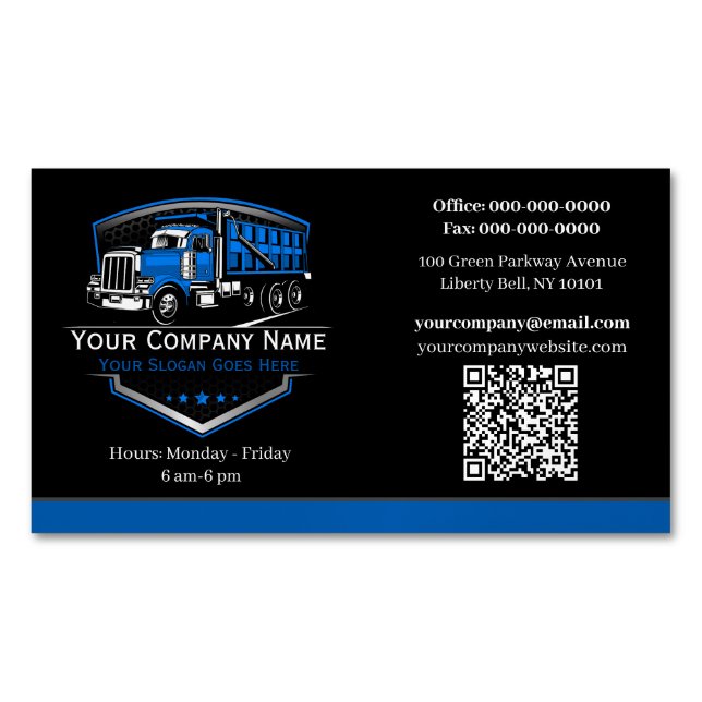 Professional Trucking Hauling Company QR Code Business Card Magnet (Front)