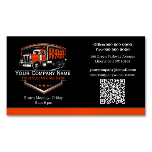 Professional Trucking Hauling Company QR Code Business Card Magnet