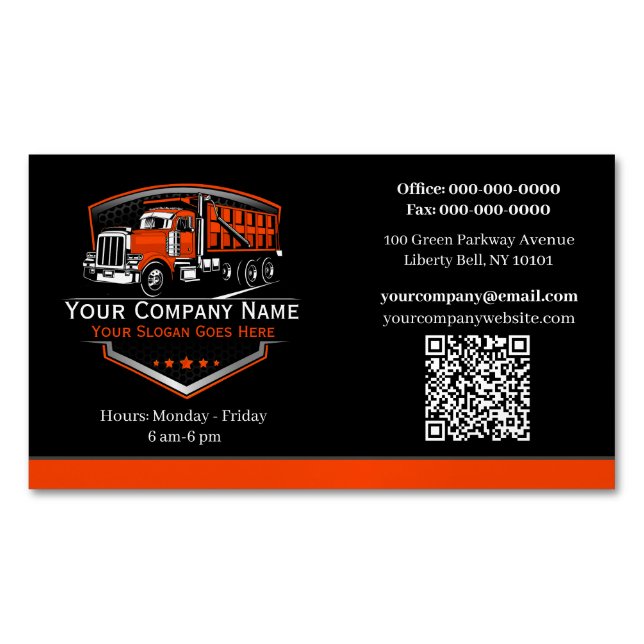 Professional Trucking Hauling Company QR Code Business Card Magnet (Front)