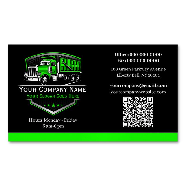 Professional Trucking Hauling Company QR Code Business Card Magnet (Front)