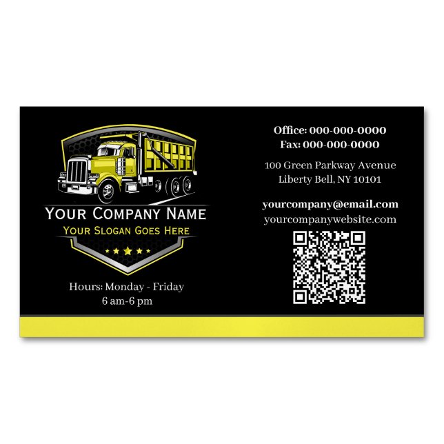 Professional Trucking Hauling Company QR Code Business Card Magnet (Front)