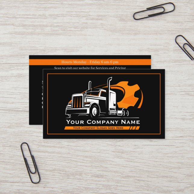 Professional Trucking Hauling Company Repair Business Card (Front/Back In Situ)
