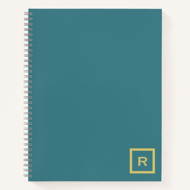 Professional Turquoise Solid Color Plain Initial  Notebook (Front)