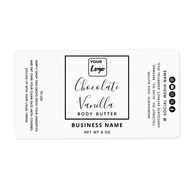 Professional typography black white logo product   label (Front)