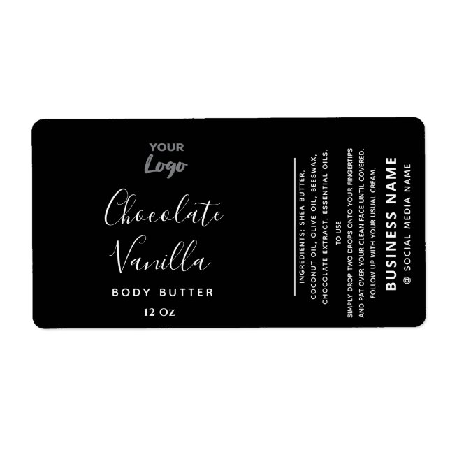Professional typography black white logo product   label (Front)