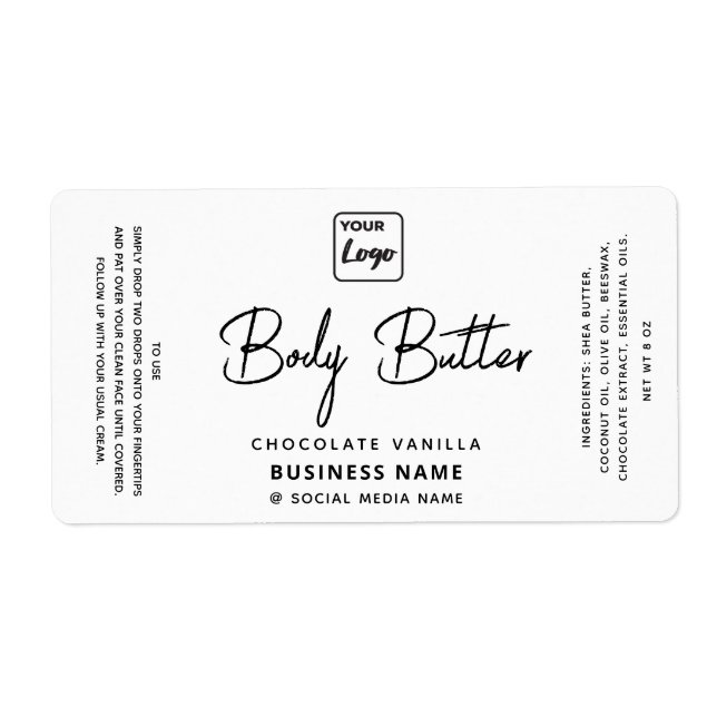 Professional typography black white logo product   label (Front)