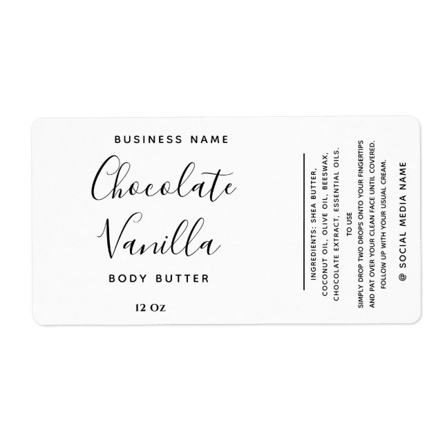 Professional typography black white product  label (Front)