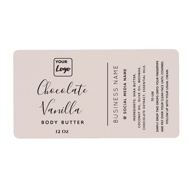 Professional typography cream your logo product label (Front)