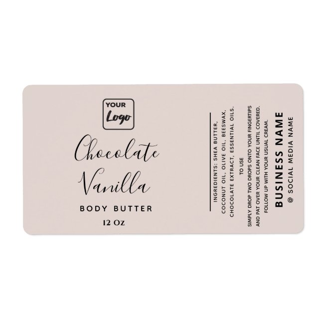 Professional typography cream your logo product label (Front)