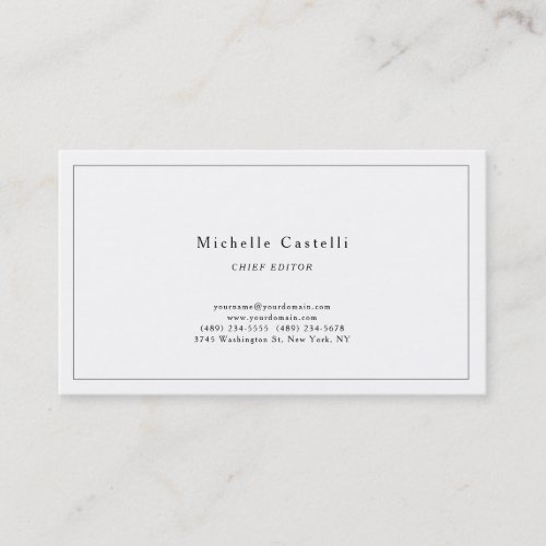 Professional Unique Classical Plain Black White Business Card