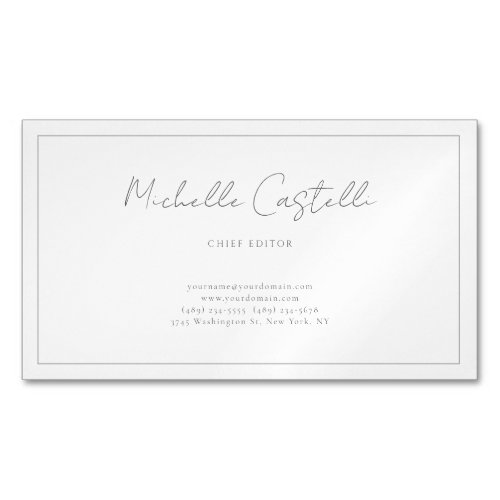 Professional Unique Classical Plain Black White Business Card Magnet