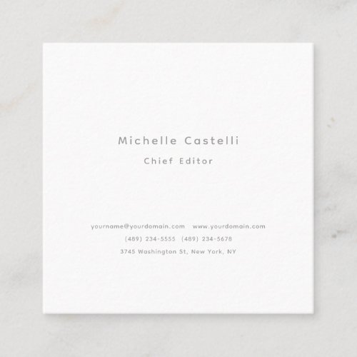 Professional Unique Classical Plain Black White Square Business Card