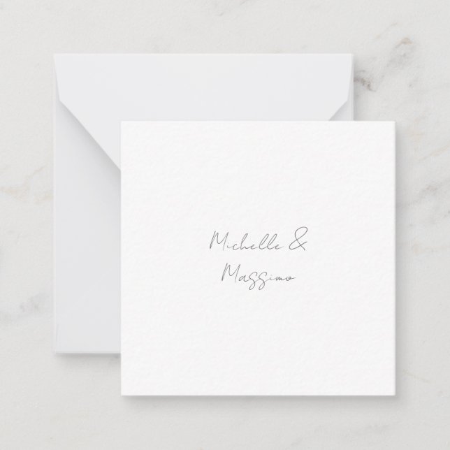 Professional Unique Classical Plain Couple Names Note Card (Front)