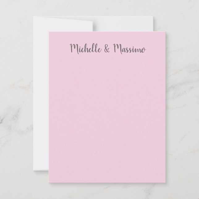 Professional Unique Classical Plain Couple Names Note Card (Front)