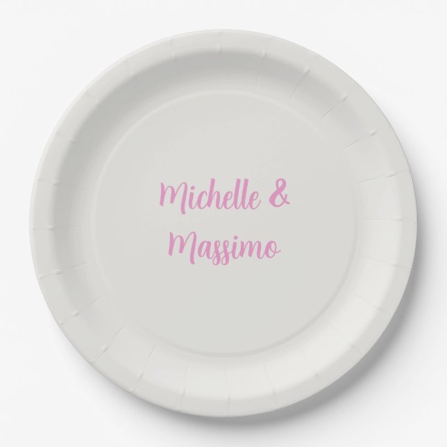 Professional Unique Classical Plain Couple Names Paper Plates (Front)