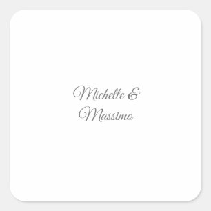 Professional Unique Classical Plain Couple Names Square Sticker