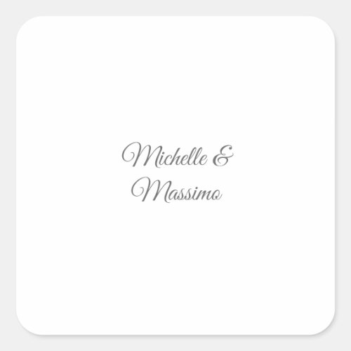 Professional Unique Classical Plain Couple Names Square Sticker