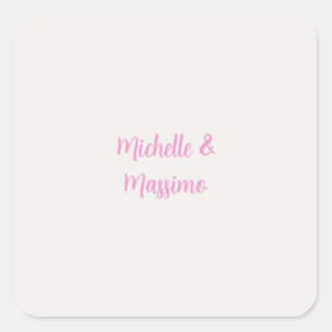 Professional Unique Classical Plain Couple Names Square Sticker