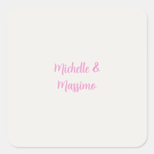 Professional Unique Classical Plain Couple Names Square Sticker