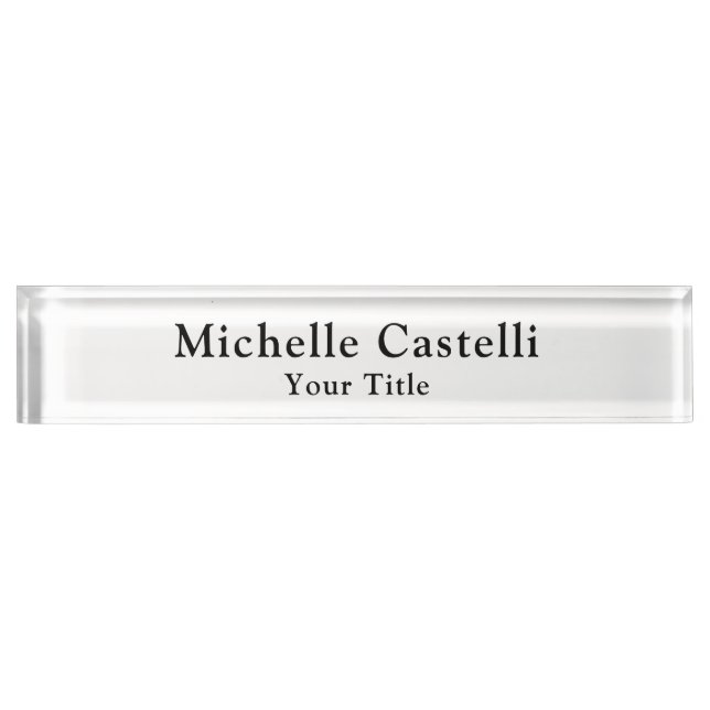 Professional Unique Classical Simple Black White Desk Name Plate (Front)