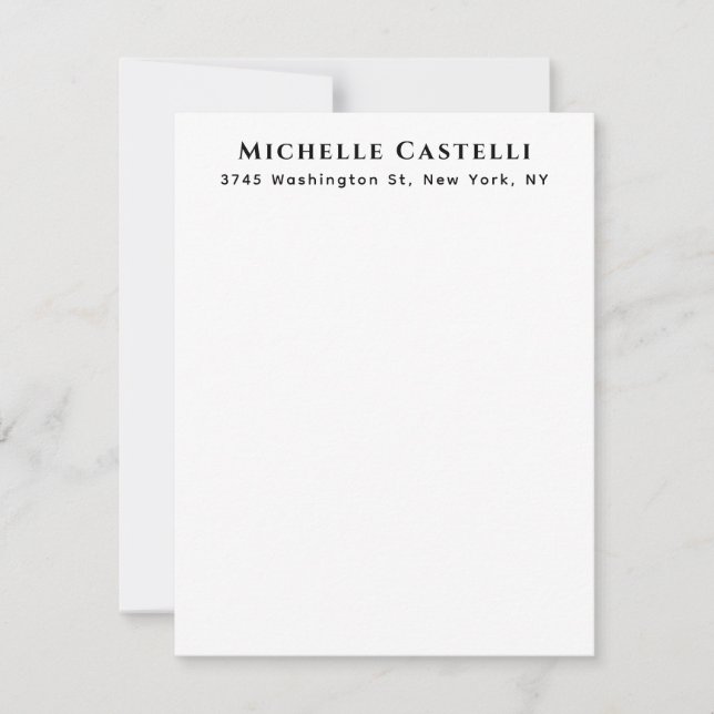 Professional Unique Classical Simple Black & White Note Card (Front)
