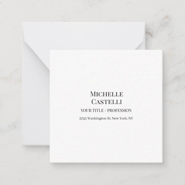 Professional Unique Classical Simple Black & White Note Card (Front)