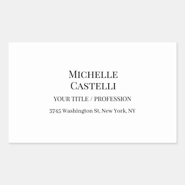 Professional Unique Classical Simple Black & White Rectangular Sticker (Front)