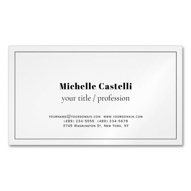 Professional Unique Classical Simple Business Card Magnet (Front)