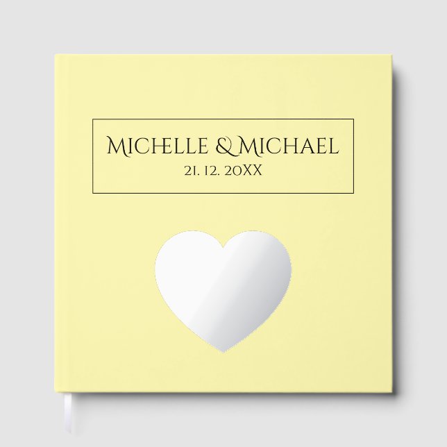 Professional Unique Classical Simple Cream Color Foil Guest Book (Front)