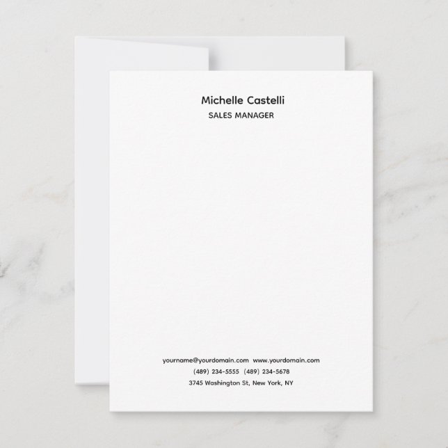 Professional Unique Classical Simple Note Card (Front)