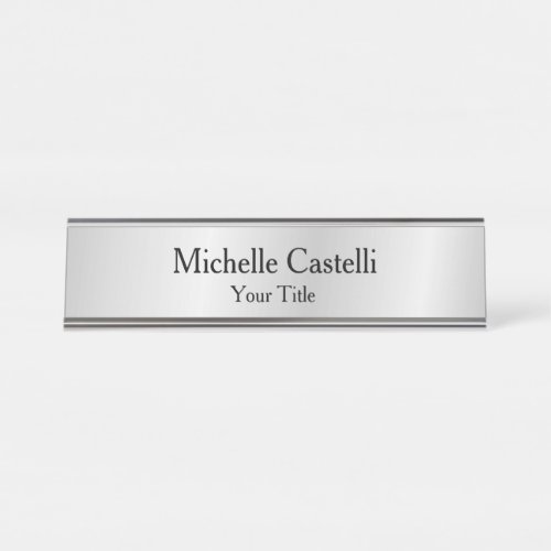 Professional Unique Classical Simple Sİlver Grey Desk Name Plate