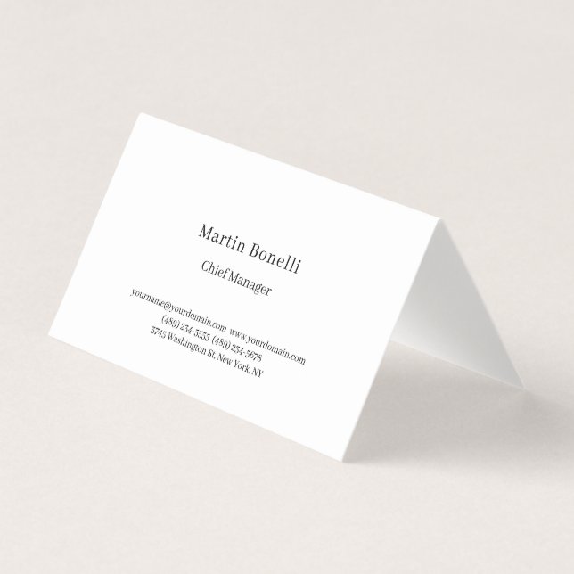 Professional Unique Classical Simple White Business Card (Front)