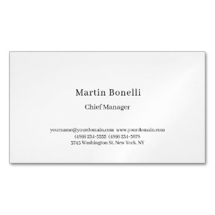 Professional Unique Classical Simple White Business Card Magnet