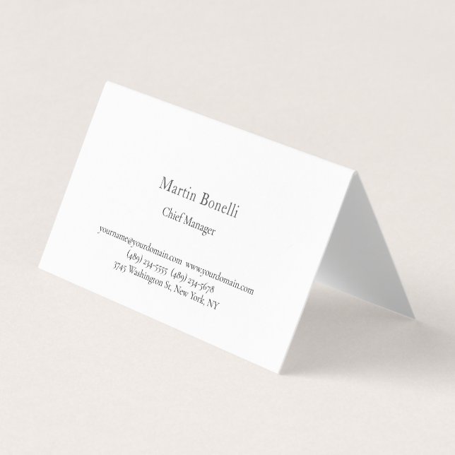 Professional Unique Classical Simple White Plain Business Card (Front)