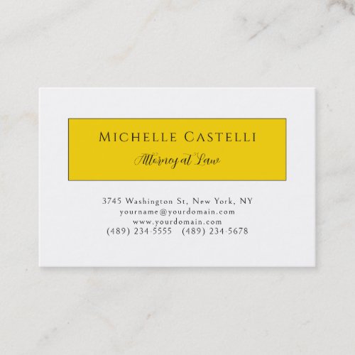 Professional Unique Classical Simple Yellow White Business Card