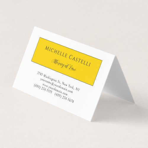 Professional Unique Classical Simple Yellow White Business Card