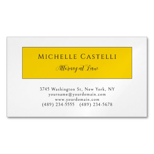 Professional Unique Classical Simple Yellow White Business Card Magnet