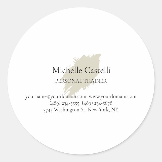Professional Unique Minimalist Plain Classic Round Sticker (Front)