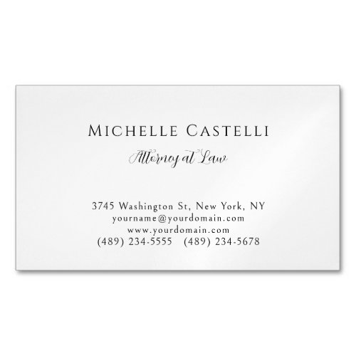 Professional Unique Minimalist Simple Black White Business Card Magnet