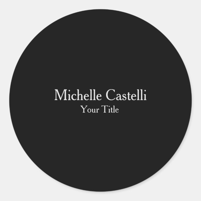 Professional Unique Modern Minimalist Black Gray Classic Round Sticker (Front)