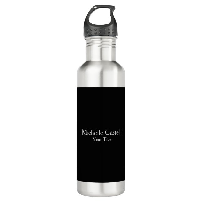 Professional Unique Modern Minimalist Black Gray Stainless Steel Water Bottle (Front)