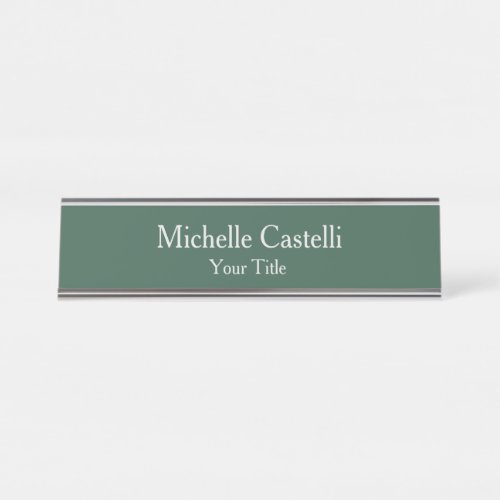 Professional Unique Modern Minimalist Green Desk Name Plate