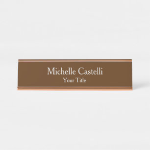 Professional Unique Modern Rose Gold Brown Desk Name Plate