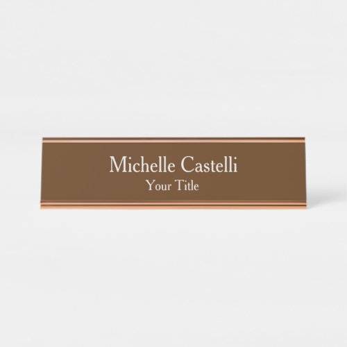 Professional Unique Modern Rose Gold Brown Desk Name Plate