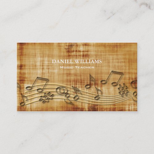 Professional Unique Wood Modern Music Teacher Business Card