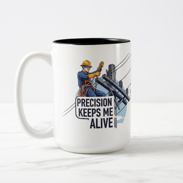 Professional Utility Worker Gift safety Two-Tone Coffee Mug (Left)