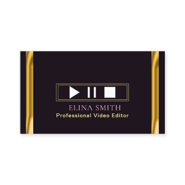 Professional Video Editor Black Gold Business Card Professional Video Editor Black Gold Business Card
