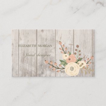 Professional Vintage  Flowers Wood Texture Business Card by Biglibigli at Zazzle