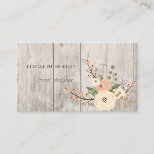 ProfessionalVintage FlowersWood Texture Business Card